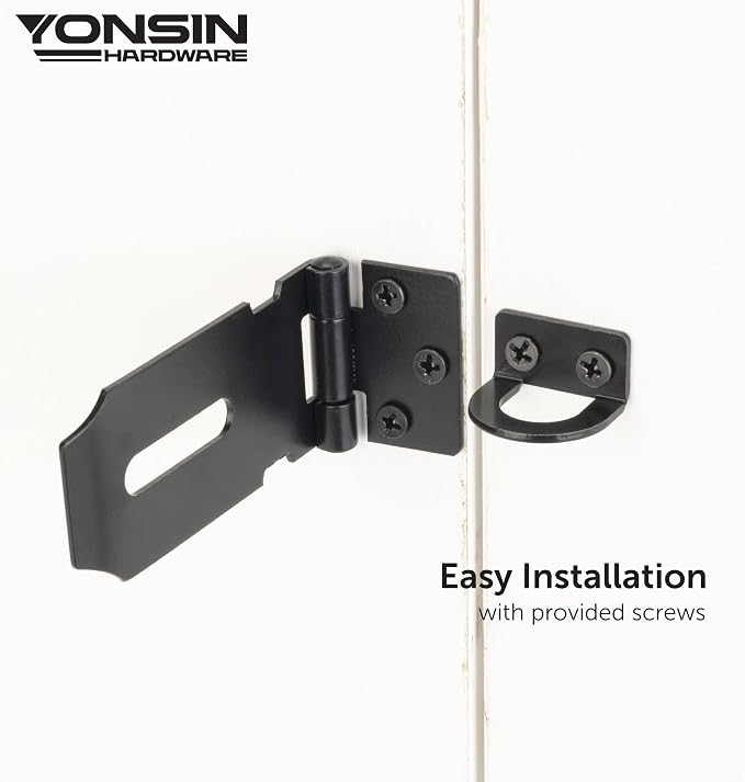 3" Door Padlock Safety Hasp Latch 2 Pcs, Door Hasp Clasp Lock Gate Shed Hasp - Image 3