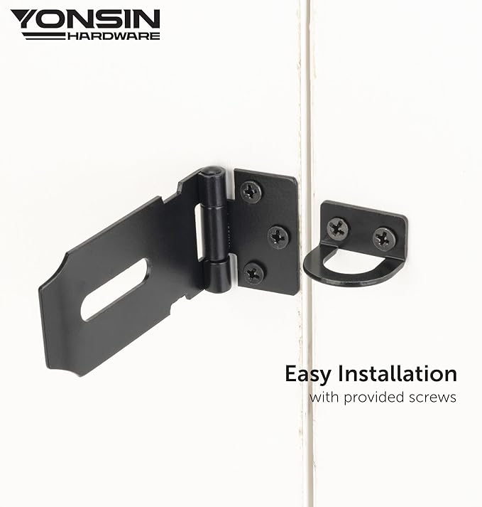 3" Door Padlock Safety Hasp Latch, Door Hasp Clasp Lock Gate Shed Hasp Latch - Image 3