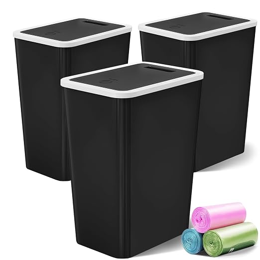 Small Trash Can, 3 Pack 4 Gallons Bathroom Garbage Can by Lysam