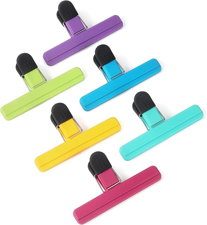 Tamaki 6 Pack Large Chip Bag Clips Assorted Color Food Bag Clips Plastic Heavy - Image 3