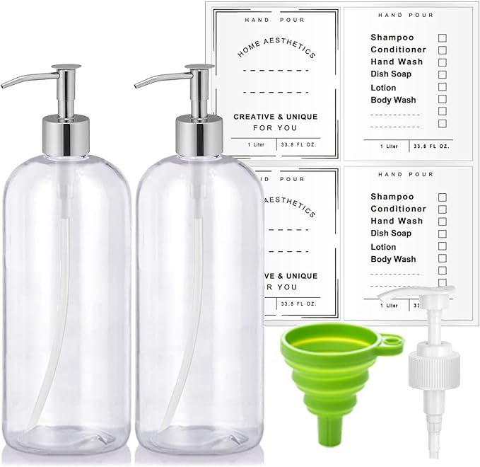 Refillable 32oz Dispenser Plastic Bottle 2pack by UnaliliaMakeLifeBeautiful