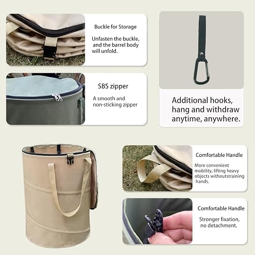 Collapsible Trash Can with Lid, Foldable Camping Trash Can, Outdoor Recycle Bin - Image 5