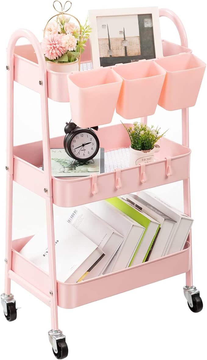 Danpinera 3-Tier Rolling Cart, Metal Storage Cart by danpinera
