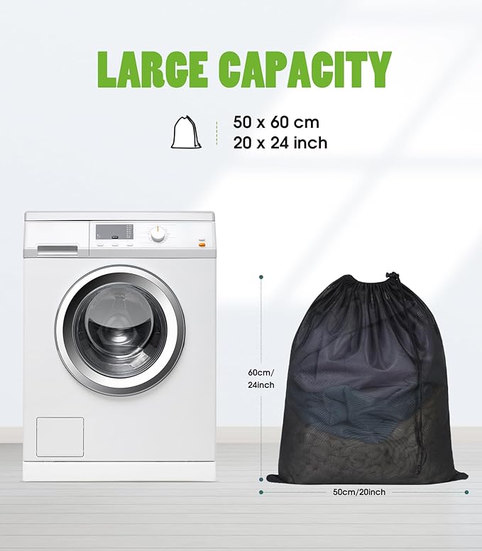 OTraki 20x24 inch Mesh Laundry Bags 2 Pack Fine Mesh Heavy Duty Drawstring Bag - Image 2