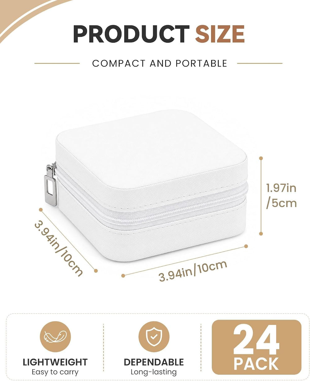 24 Pack Travel Jewelry Box, Mini Portable PU Leather Jewelry Case Bulk, Small...