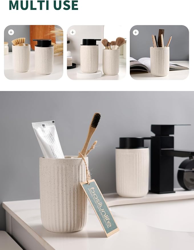 Bosilunlife Soap Dispenser and Toothbrush Holder Set - 11Oz Foam Soap Dispenser - Image 4