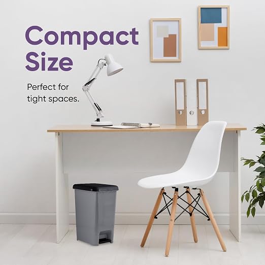 Superio Slim Trash Can with Foot Pedal – 2.5 Gallon Step-On Trash Bin with Lid - Image 9