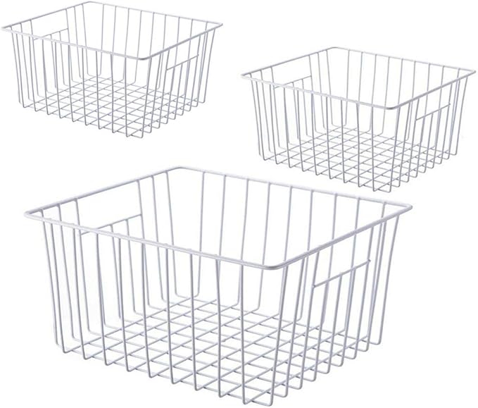 16inch Freezer Storage Organizer Baskets, Household Wire Refrigerator Bins by Y.Z.Bros