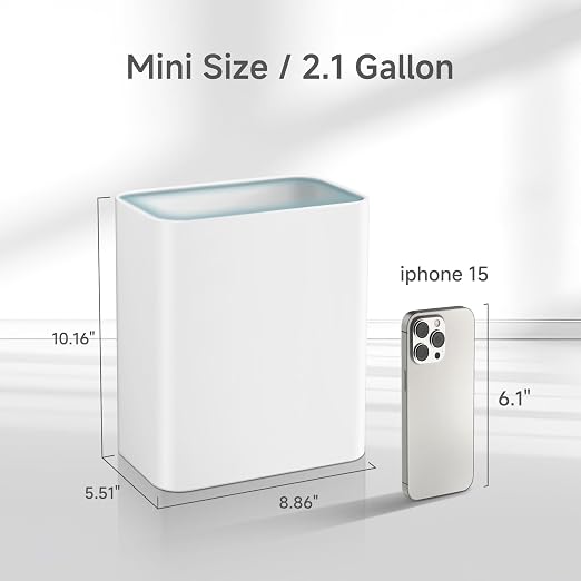TIPGO Small Metal Trash Can, 2.1 Gallon Slim Trash Can - Image 2