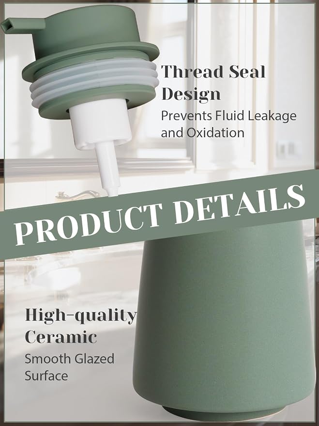 INGOFIN Ceramic Foaming Soap Dispenser -14 oz Foam Hand Soap Dispenser Bathroom - Image 5