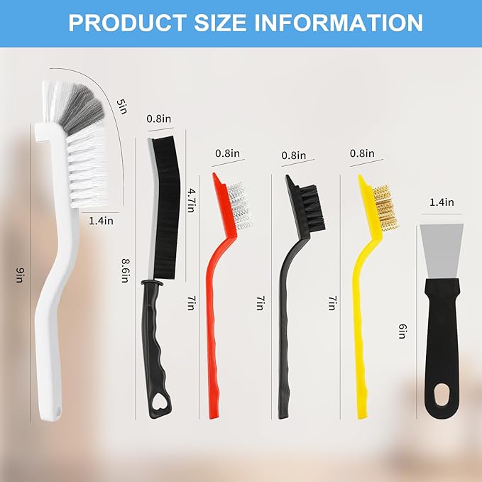 11Pcs Crevice Cleaning Brush Set, Hard Bristle Cleaning Supplies - Image 3