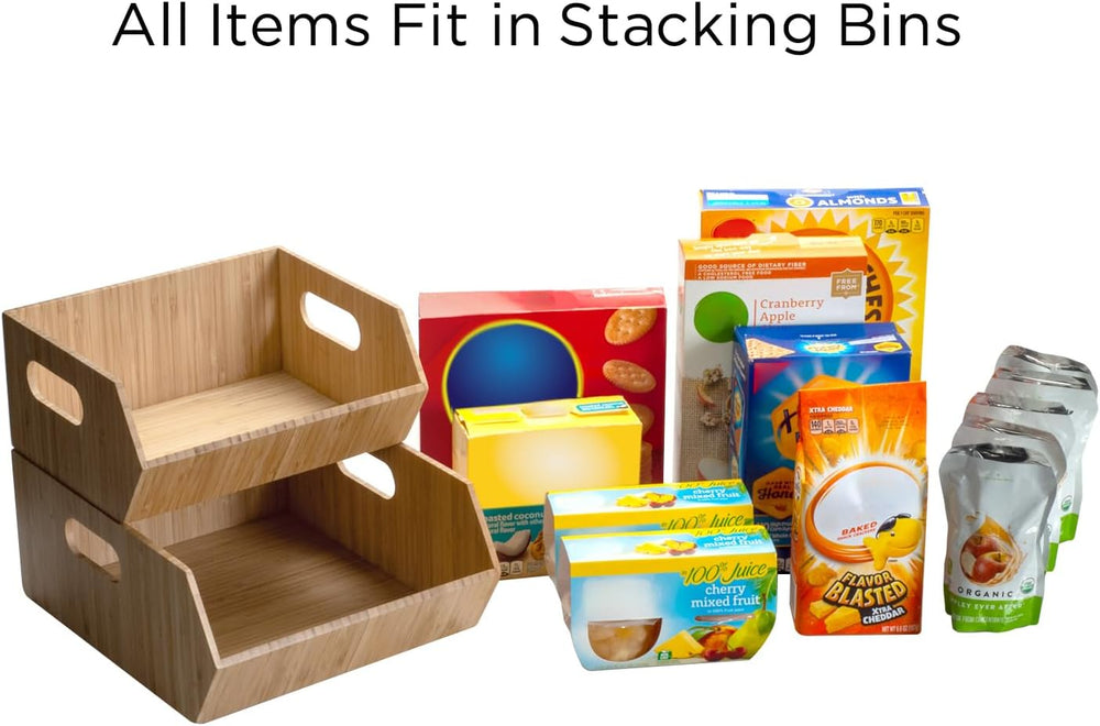 Mobilevision XL Versatile Bamboo Storage Bins for Pantry & Kitchen Cabine...