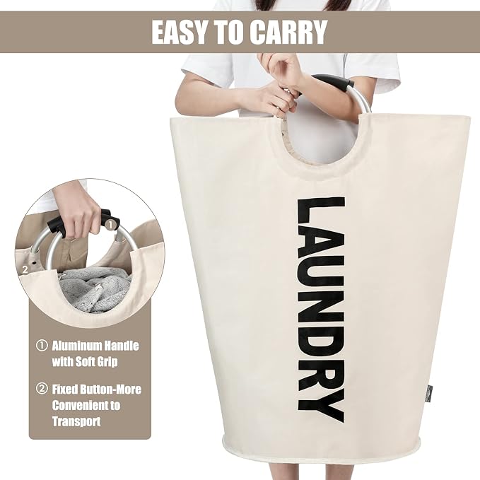 DOKEHOM 125L X-Large Laundry Basket, Collapsible Laundry Bag, Freestanding Tall - Image 5