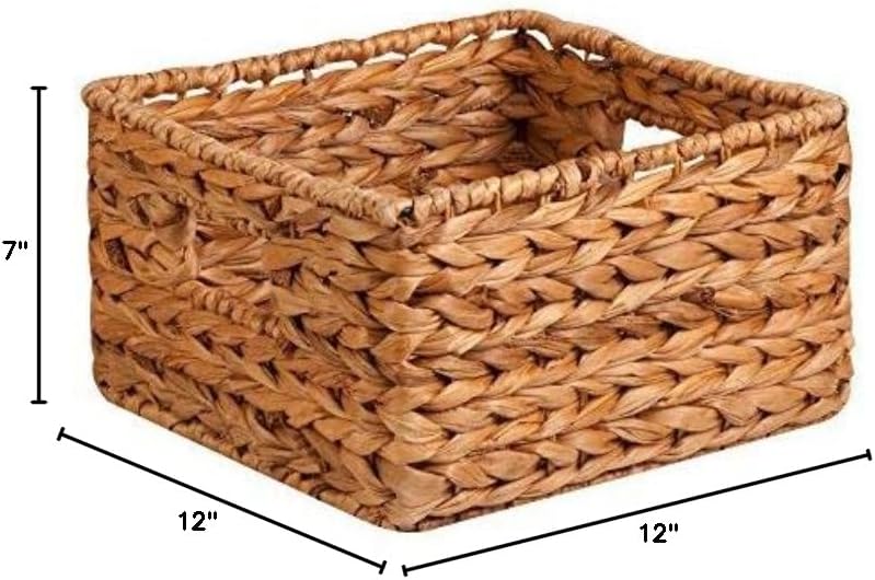 Honey-Can-Do Banana Leaf Storage Baskets, Water Hyacinth Woven Basket, Decorative Baskets-Shelves, Basket-Gifts, Closet, Pantry & Home Organization, Set of 3, Multi-Size, 9" Lx9" Wx6" H (Pack of 3)