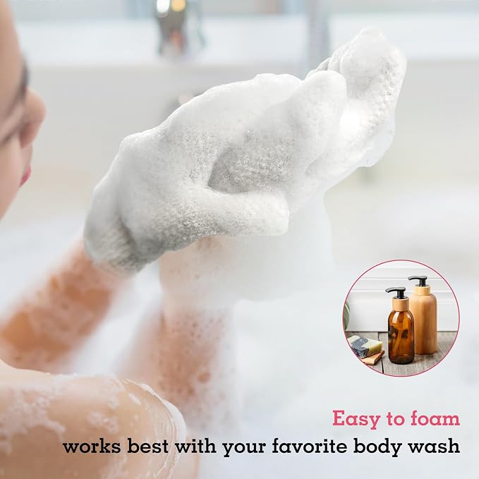Evridwear Exfoliating Gloves for Shower, 100% Nylon Thick Soft Medium Heavy - Image 7