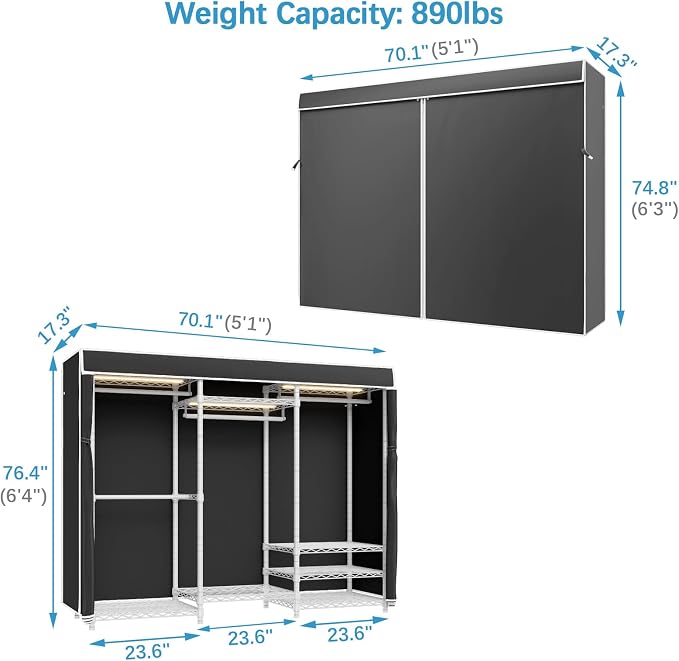 VIPEK V5LC Garment Rack Heavy Duty Covered Clothes Racks - Image 6