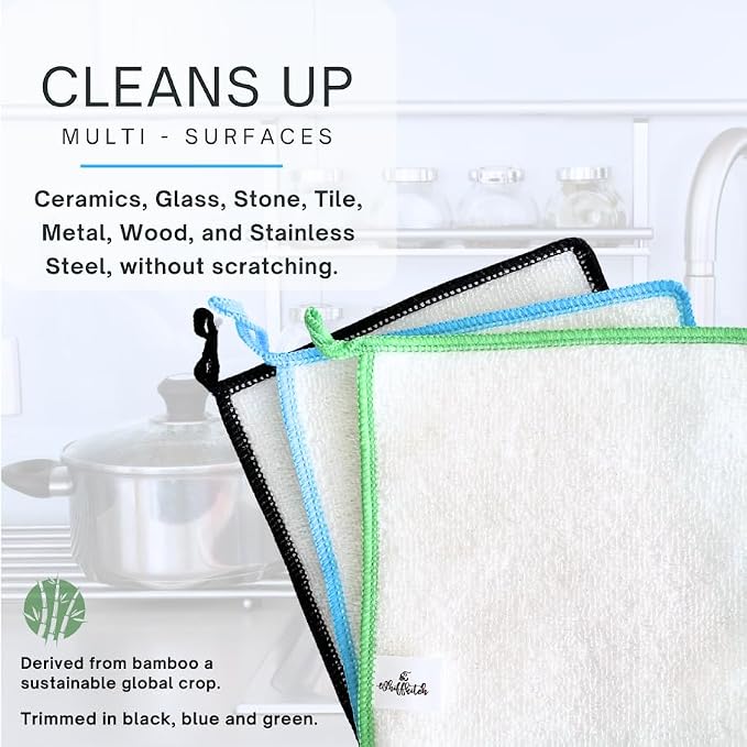 Whiffkitch Dishcloths Dishrags for Kitchen and Household Cleaning 6x7 3-Pack - Image 3
