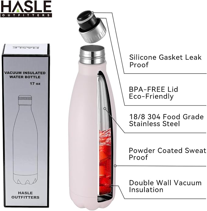 HASLE OUTFITTERS 17oz Stainless Steel Water Bottles Bulk, Vacuum Insulated - Image 2