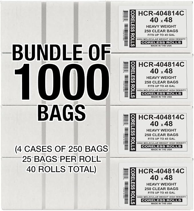 Aluf Plastics High Density Trash Bags, 45 Gallon, 14 Micron, - Image 2