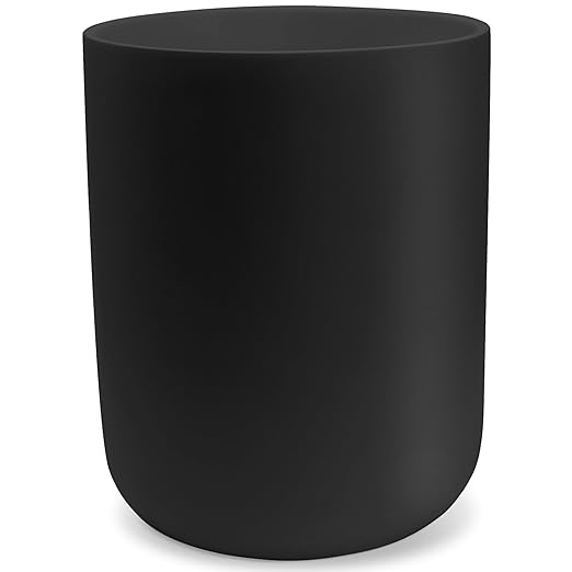 Matte Black Round Compact Trash Can Mini, 2 Gallons / 7.5L Garbage Bin by YEWDesign