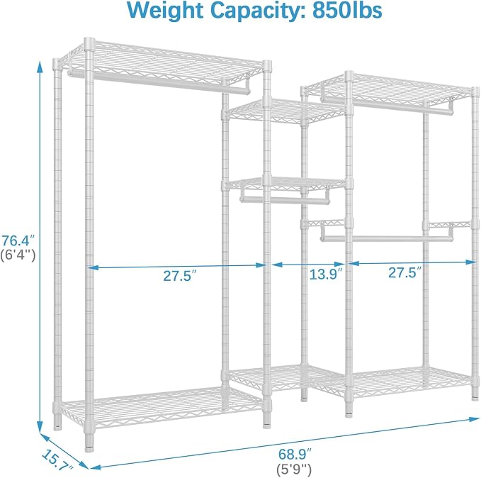 VIPEK Classic V6 Wire Garment Rack 5 Tiers Heavy Duty Clothes Rack - Image 4