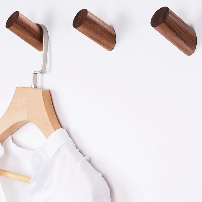Wood Hooks, 3 Pack Wall Hooks Heavy Duty Rustic Coat Hooks Wall Mounted by Felidio