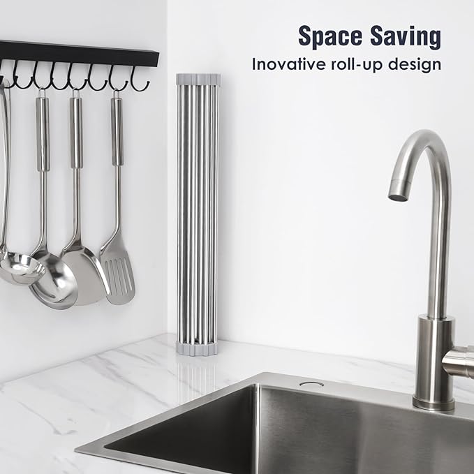 Tomorotec 17.7" x 15.5" Roll Up Dish Drying Rack Over Sink Drying Rack Sink - Image 3