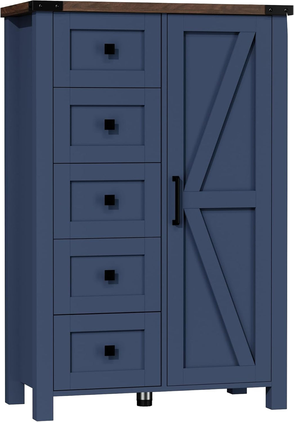 VVFLU Farmhouse Tall Dresser Chest of Drawer for Bedroom, 5 Drawer Storage Ca...