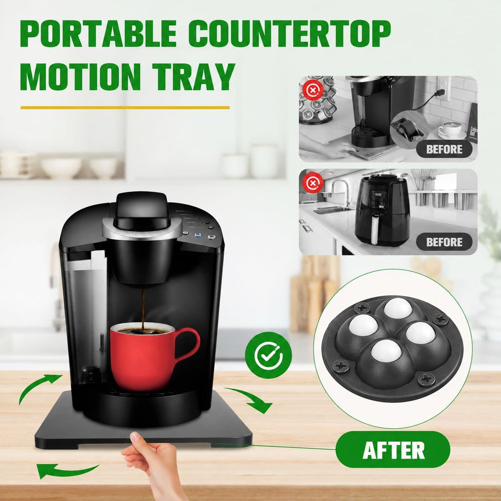 Appliance Slider 360° Rolling Tray for Countertop Coffee Maker Mat, Black