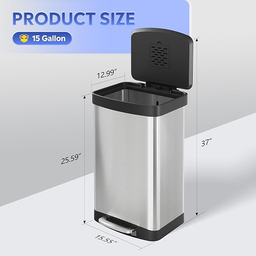 WLIVE 55 Liter Gallon Trash Can - Image 3