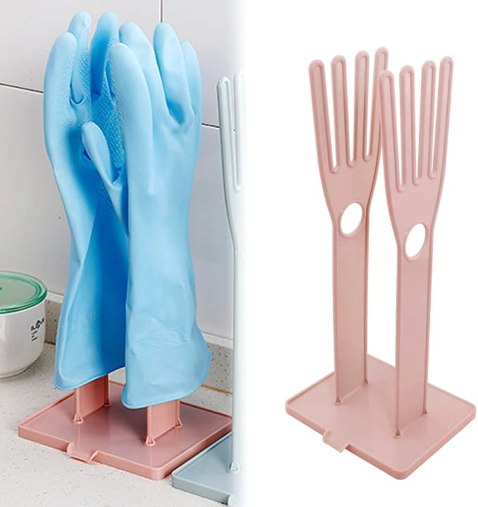 Pink Color Gloves Stand 15x12x34cm Kitchen Multifunctional Rubber Gloves Drain - Image 4