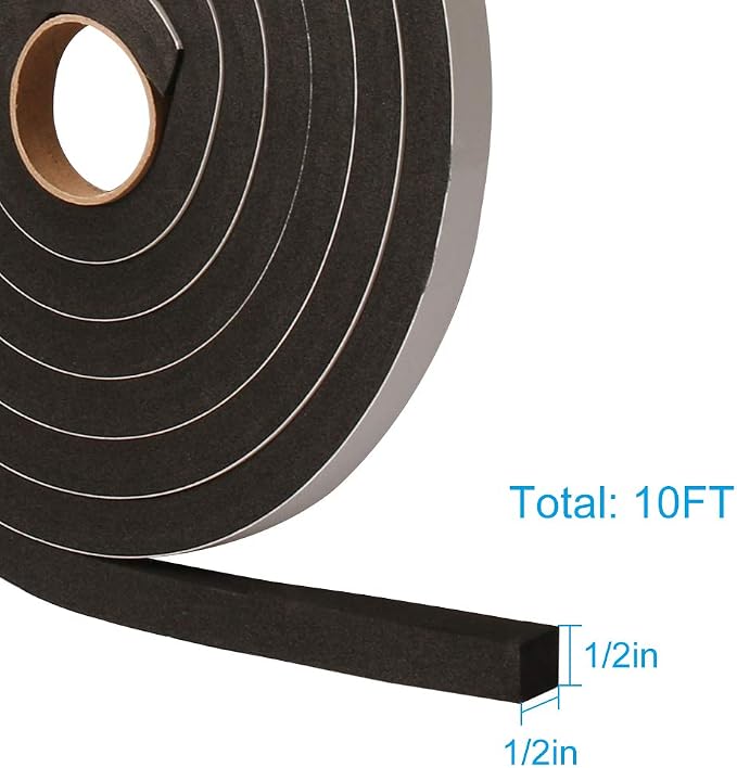 Window Foam Seal Tape 1/2Inch Wide X 1/2Inch Thick, High Density Self Adhesive - Image 2