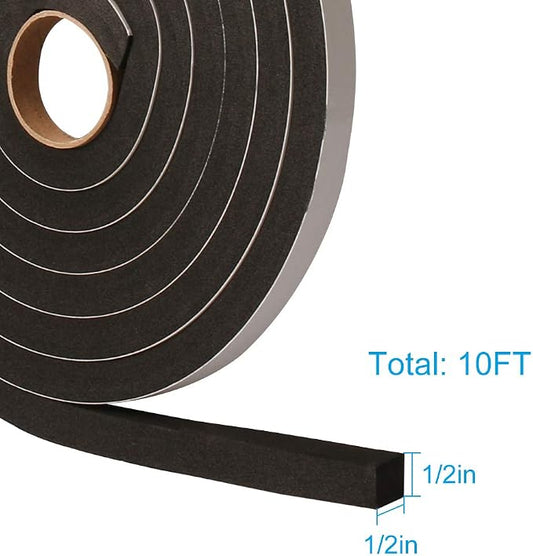 Window Foam Seal Tape 1/2Inch Wide X 1/2Inch Thick, High Density Self Adhesive - Image 2