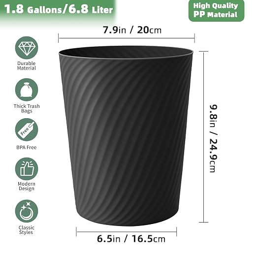 Small Trash Can 1.8 Gallons, Bathroom Trash Can & Garbage Can - Image 3
