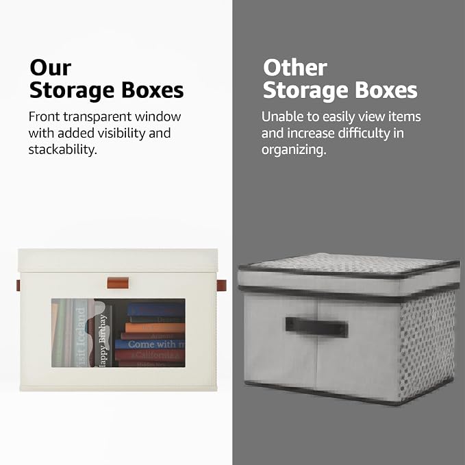 Large Storage Bins with Lids, Stackable&Collapsible Closet Storage Bins - Image 6
