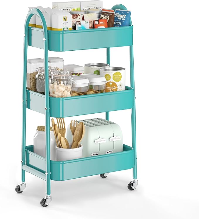 EAGMAK 3 Tier Utility Rolling Cart, Metal Storage Cart by Eagmak