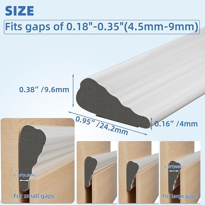 Wedge-Shape Window Weather Stripping Door Frame Seal Strip 196” White, Upgrade - Image 2