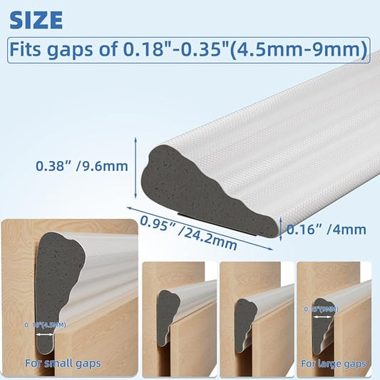 Wedge-Shape Window Weather Stripping Door Frame Seal Strip 196” White, Upgrade - Image 2