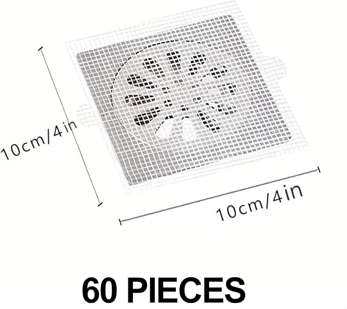 60PCS Disposable Shower Drain Cover Hair Catcher Shower Drain Mesh Stickers - Image 2