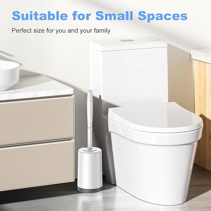 HAMITOR Toilet Bowl Brush Holder Set: Curved Design - Image 6
