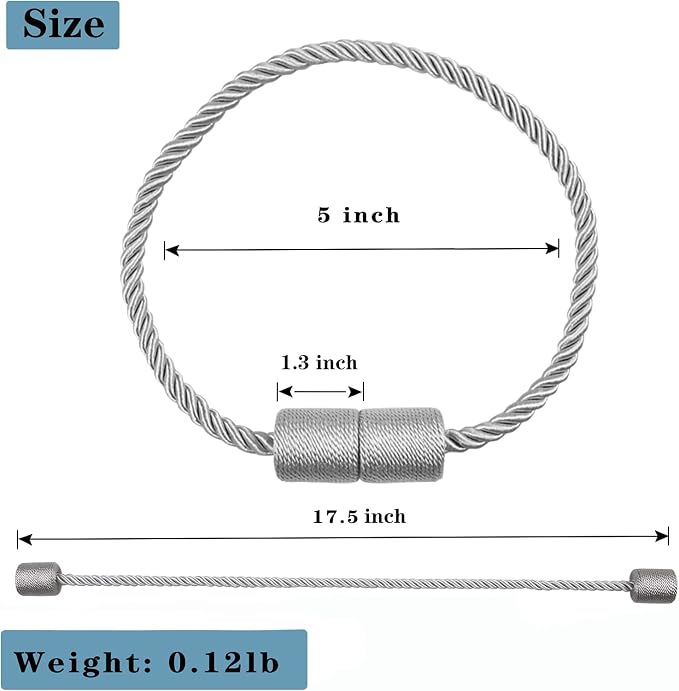 6 Pack Grey Strong Magnetic Curtain Tiebacks Outdoor Elegant Decorative Tie - Image 2