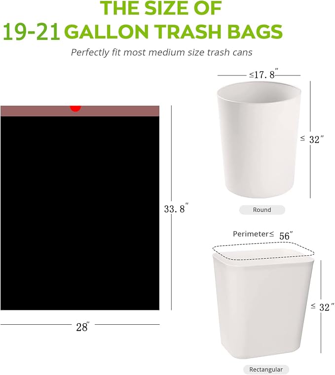 Large Black Trash Bags 20-21 Gallon Drawstring Garbage Bags, Measuring 28x 33.8 - Image 7