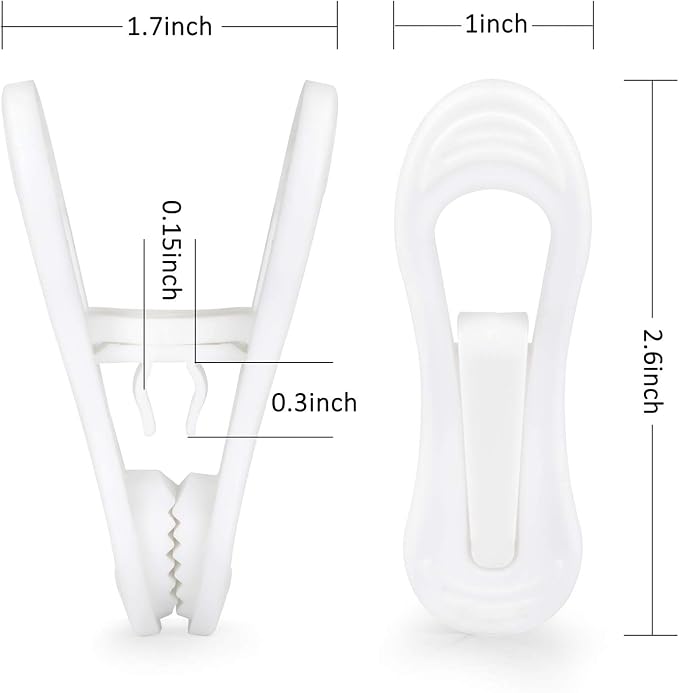 Tinfol White Plastic Hanger Clips, 24 Pack Hanger Clips- Strong Pinch Grip - Image 4