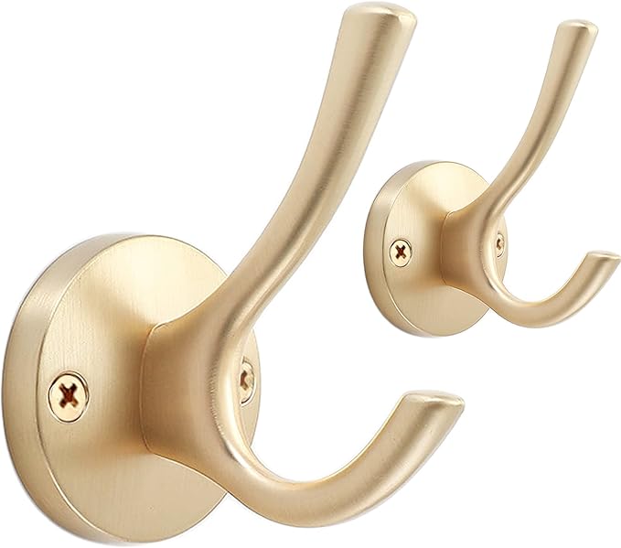 Gold Coat Hooks for Wall, 2 Pack Heavy Duty Towel Robe Hooks, Hats Hooks for by TOFIIGREM
