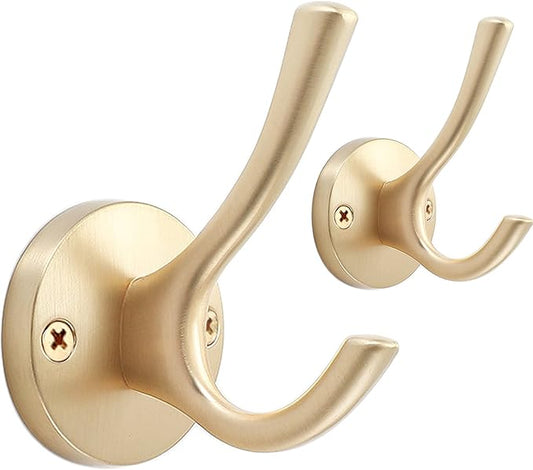 Gold Coat Hooks for Wall, 2 Pack Heavy Duty Towel Robe Hooks, Hats Hooks for by TOFIIGREM