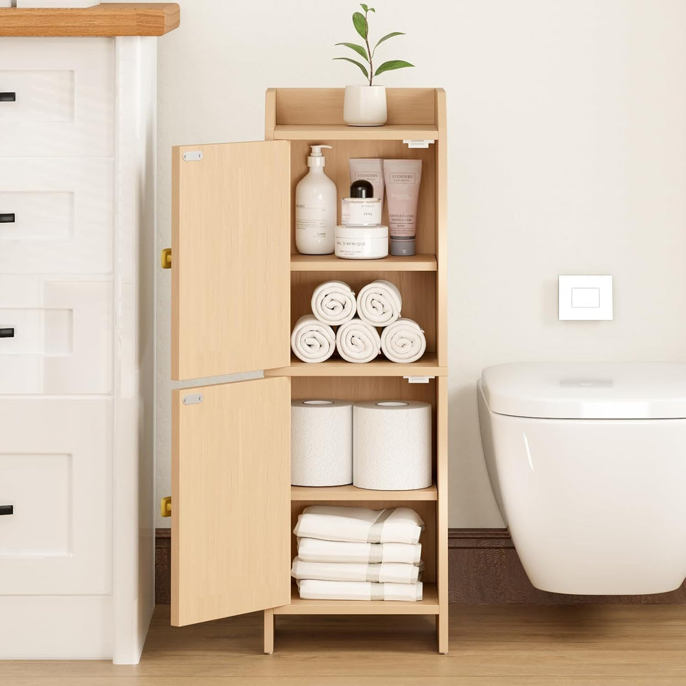 Rattan Narrow Bathroom Storage Cabinet, 7.9''D x 9.8''W x 29....