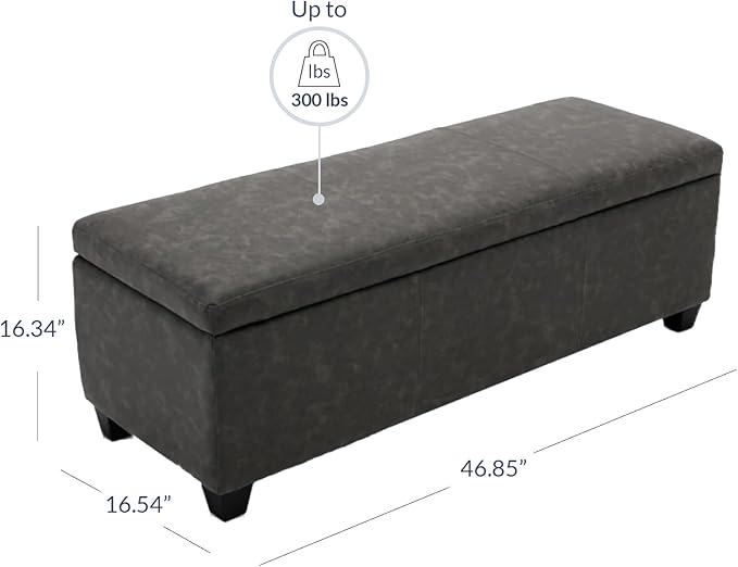 BELLEZE Storage Faux Leather Ottoman, 47 Inch Bench Bedroom Bench - Image 9
