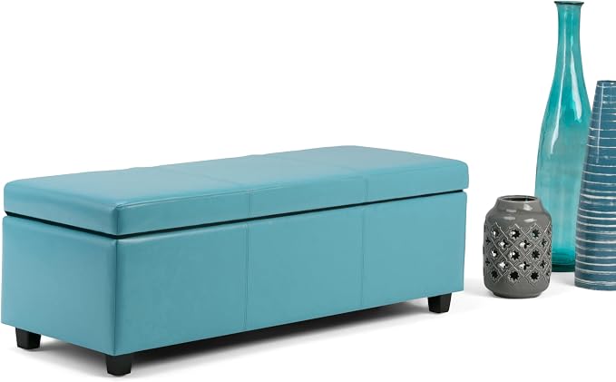 SIMPLIHOME Avalon 48 inch Wide Contemporary Rectangle Storage Ottoman Bench in - Image 10