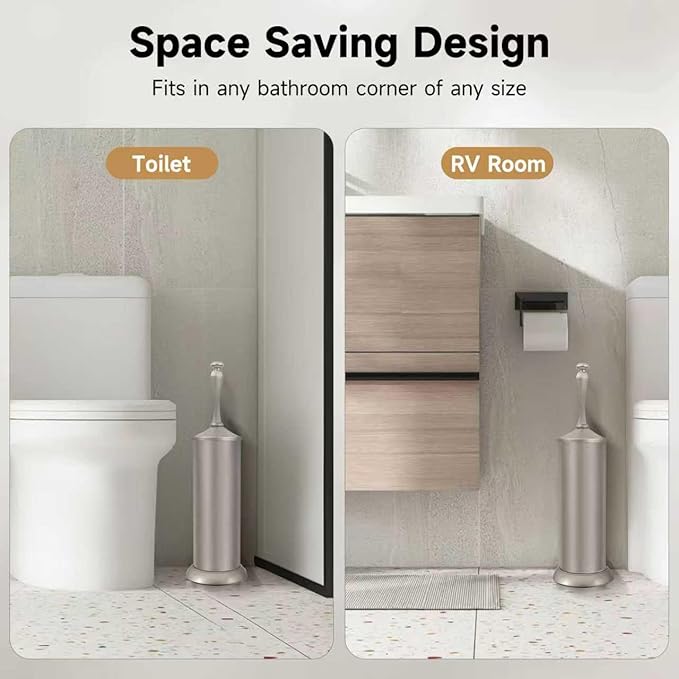 Stain Nickel Toilet Brush and Holder，Extra Long Handled Toilet Brush - Image 7
