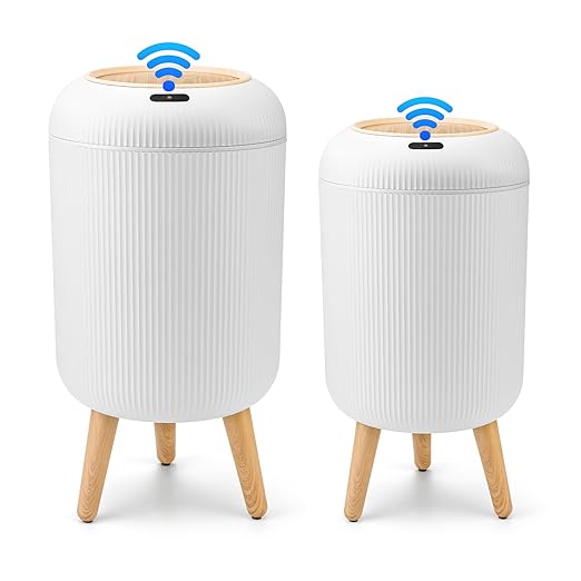 2 Pack Automatic Trash Can 12L /3 Gallon and 10L /2.64 Gallon Bathroom Trash Bin by Pukomc